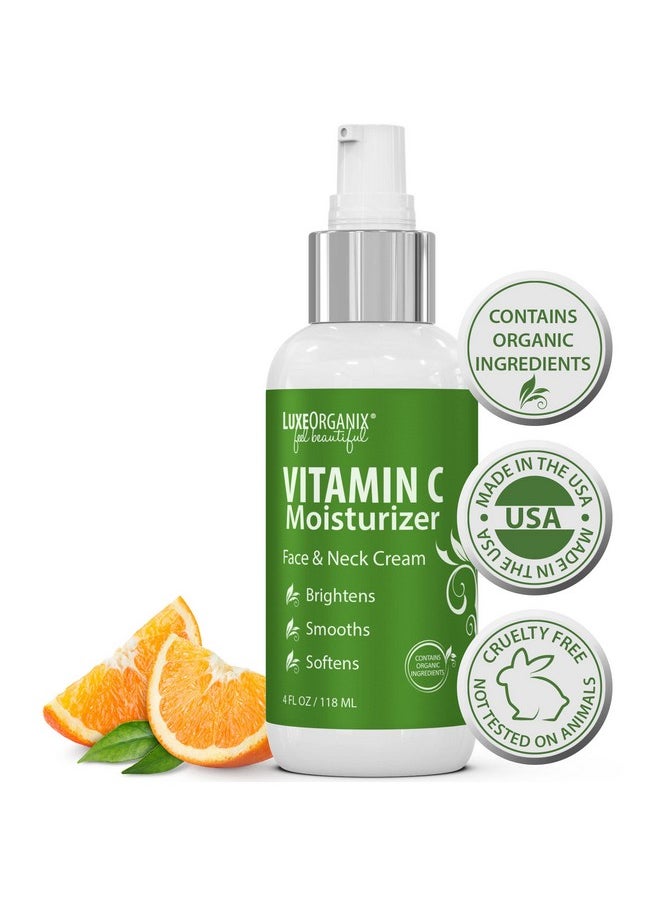 LuxeOrganix Organic Vitamin C Face Moisturizer with Anti-Aging, Brightening, and Wrinkle-Smoothing Properties.