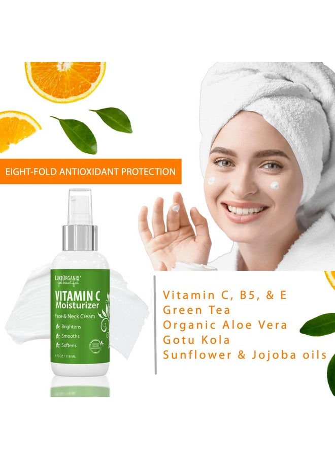 LuxeOrganix Organic Vitamin C Face Moisturizer with Anti-Aging, Brightening, and Wrinkle-Smoothing Properties.