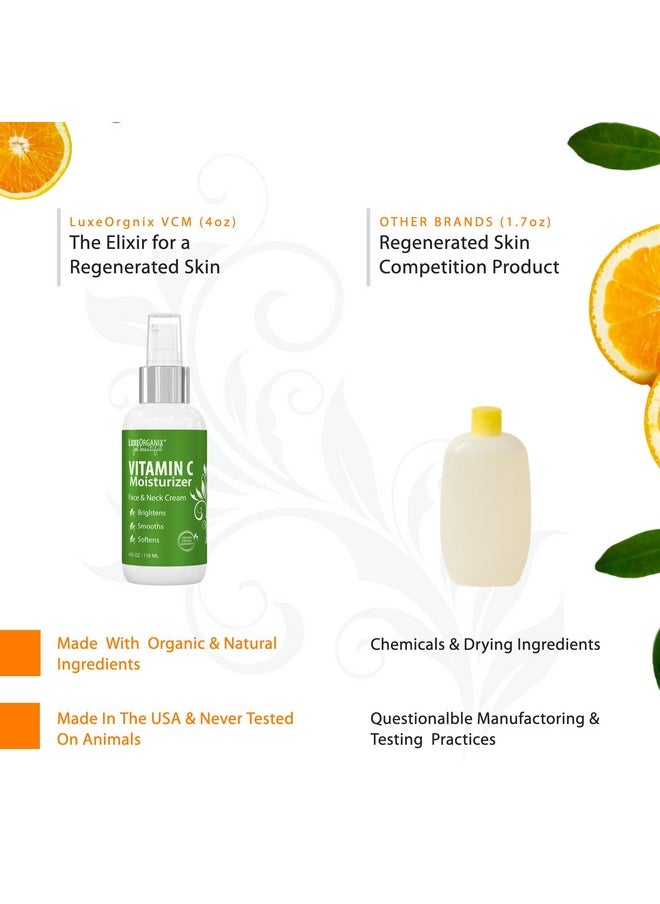 LuxeOrganix Organic Vitamin C Face Moisturizer with Anti-Aging, Brightening, and Wrinkle-Smoothing Properties.