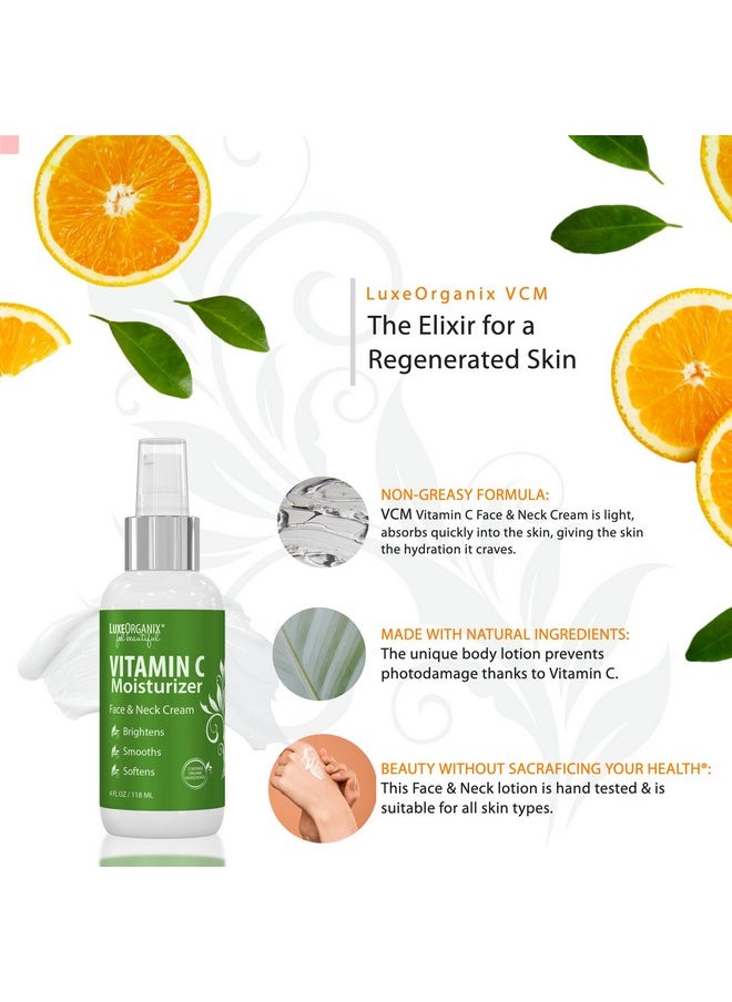 LuxeOrganix Organic Vitamin C Face Moisturizer with Anti-Aging, Brightening, and Wrinkle-Smoothing Properties.