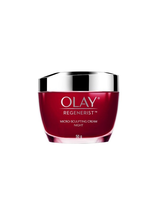 Olay Regenerist Micosculpting Night Cream | Hydrated, Plump, Bouncy Skin | With Hyaluronic Acid, Niacinamide and Peptides | Normal, Oily, Dry, Combination Skin | 50g