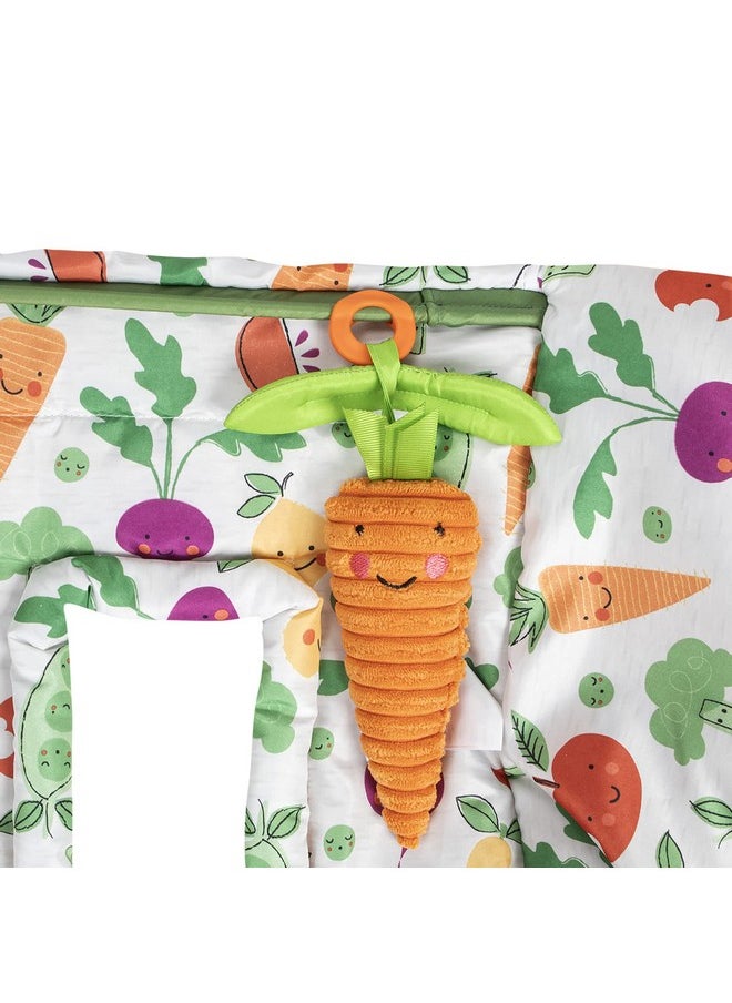 Boppy Shopping Cart and High Chair Cover, Multi-color Farmers Market Veggies, with Changeable SlideLine Carrot Toy, Plush Comfort with 2-point Safety Belt, Wipeable and Machine Washable, 6-48 Months