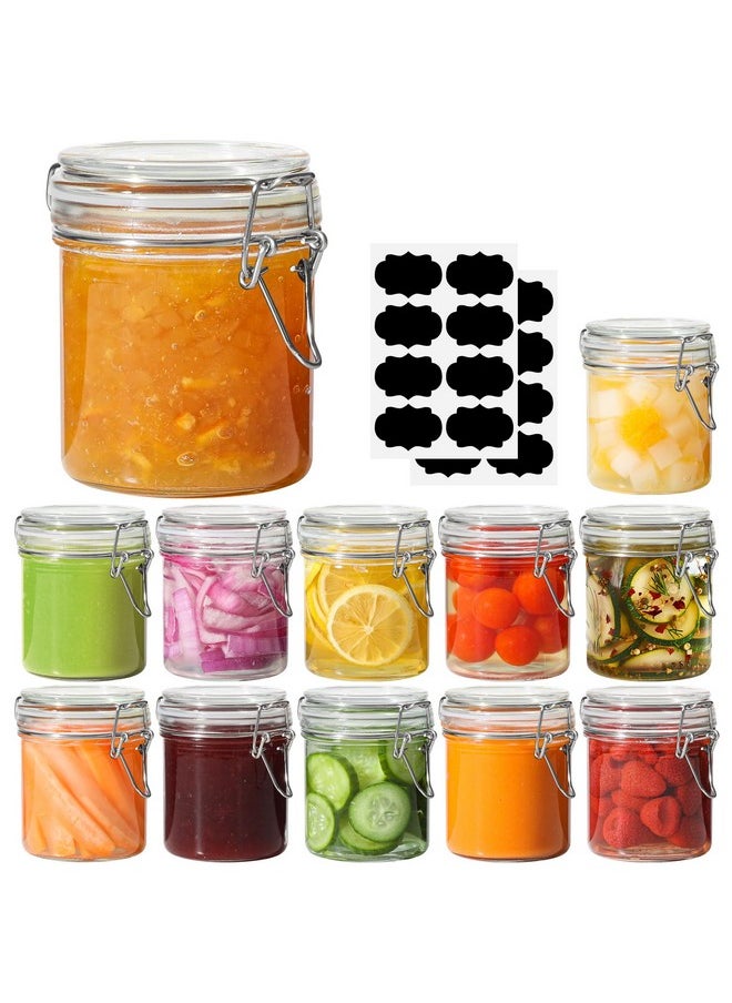 ComSaf 8oz Small Airtight Glass Jars Set of 12 with Lid Food Storage Jar Round, Mini Storage Container with Clear Preserving Seal Wire Clip Fastening for Kitchen Canning, Jam, Spice, Honey, Mason Jars