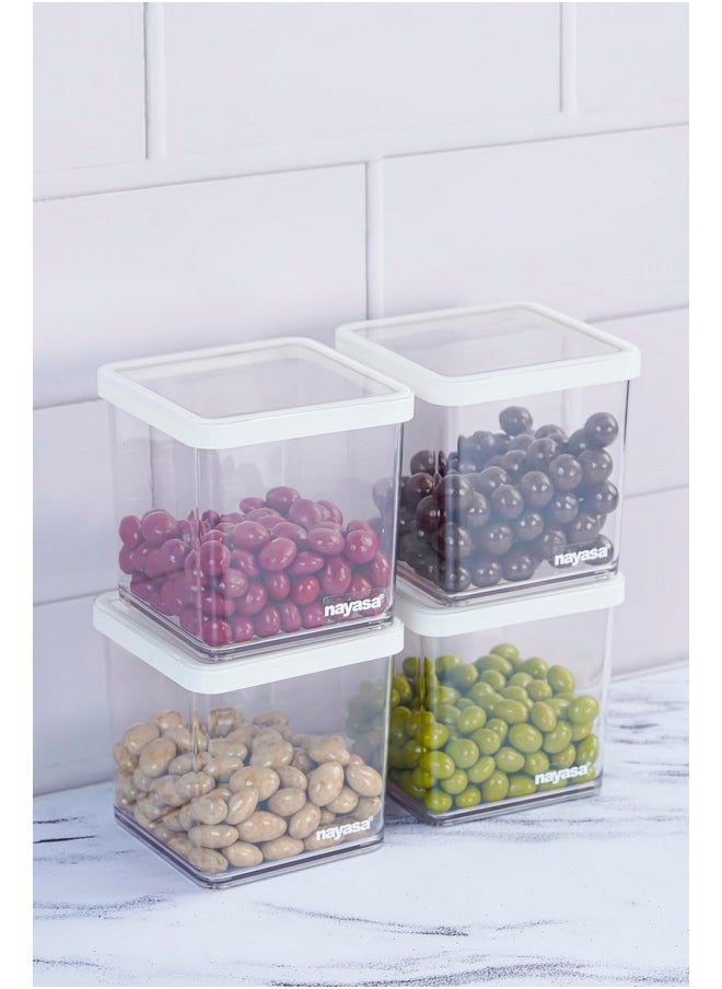 Nayasa Nicola Container-1050 ML Set of 3 | Modern Glass-Look | Plastic Storage with Stylish and Compact Design | Containers For Kitchen Storage Set | Transparent