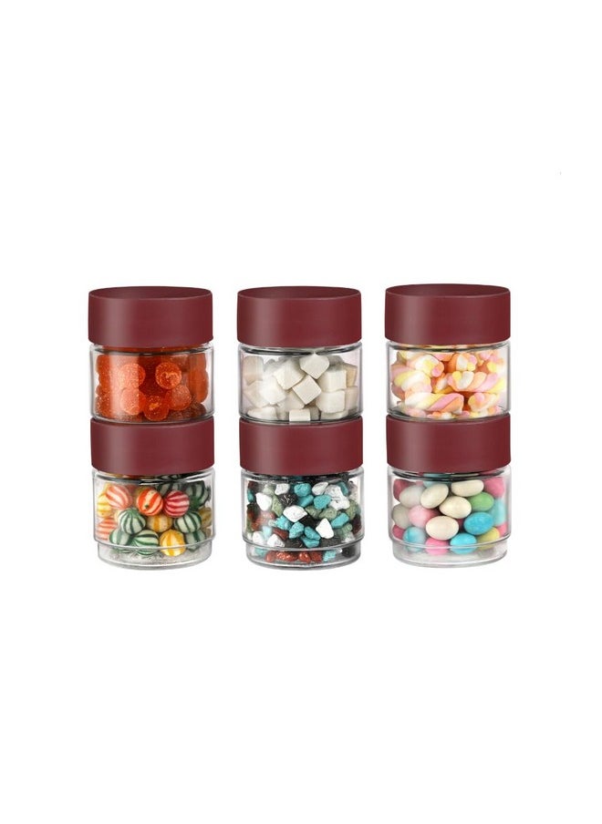 CELLO Modustack Stackable Container Set | PET Plastic Jar with Air Tight Lid | For Storage of Food, Pulses, Spice, Cereals, Cookies, Dry Food | 500ml | Set of 6, Maroon