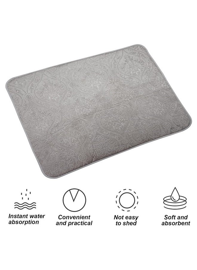 Kuber Industries Dish Dry Mat | Microfiber Drying Mat | Kitchen Drying Mat | Self Dish Dry Mat | Water Absorbent Kitchen Mat | Embossed Dish Dry Mat | 38x50 | Gray