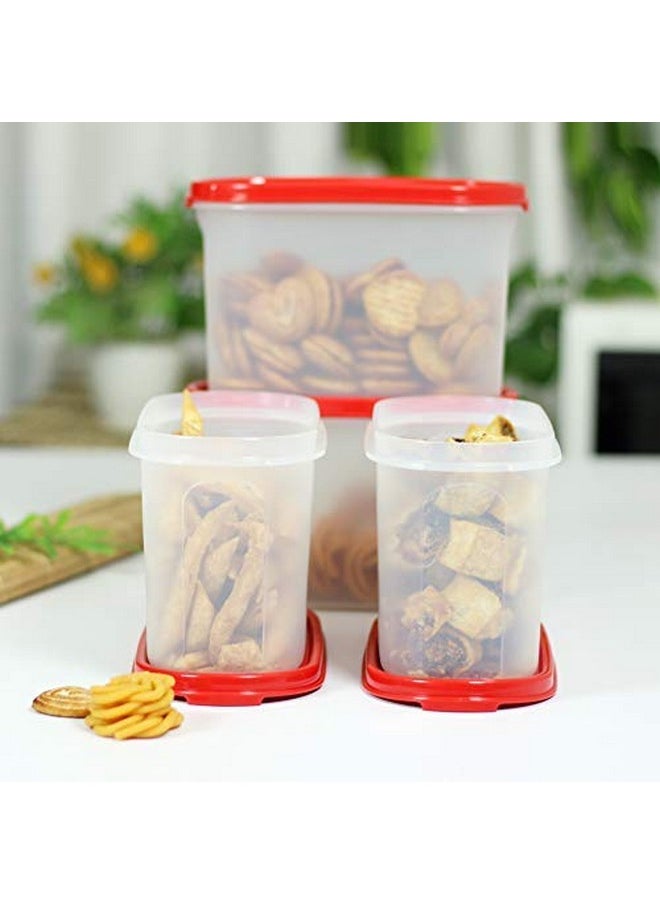 Tupperware Plastic Storage Container- 1.1 liters, 4 Pieces, White