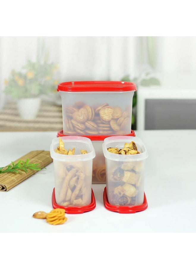 Tupperware Plastic Storage Container- 1.1 liters, 4 Pieces, White