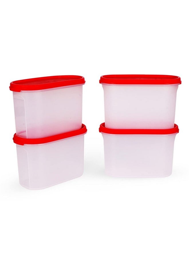 Tupperware Plastic Storage Container- 1.1 liters, 4 Pieces, White