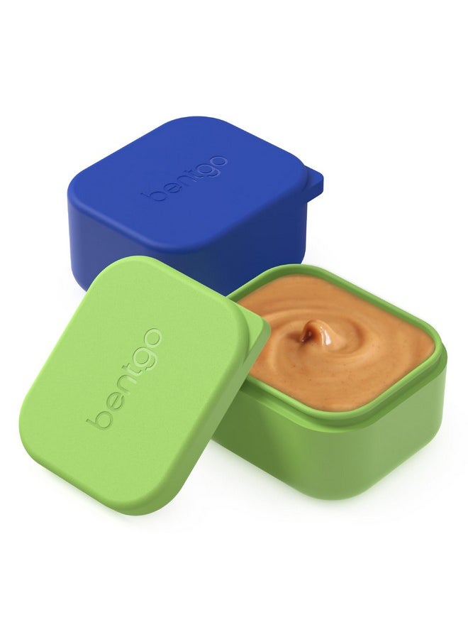 Bentgo® Sidekicks 2-Pack Silicone Container Set - Dipping Sauce Cups for Condiments & Small Snacks, Reusable, Durable, & Leak-Proof Liquid Storage, Salad Dressing Container - 2.6 oz (Blue & Green)