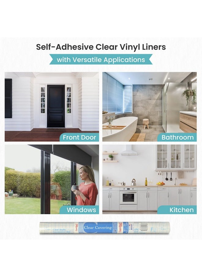 Con-Tact Brand Creative Clear Covering, Versatile and Self-Adhesive Shelf Liner, Semi-Transparent Privacy Film, Protective Clear Vinyl, 18'' x 20', Clear Matte