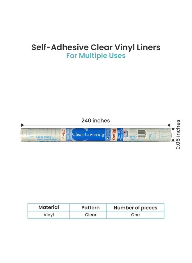 Con-Tact Brand Creative Clear Covering, Versatile and Self-Adhesive Shelf Liner, Semi-Transparent Privacy Film, Protective Clear Vinyl, 18'' x 20', Clear Matte