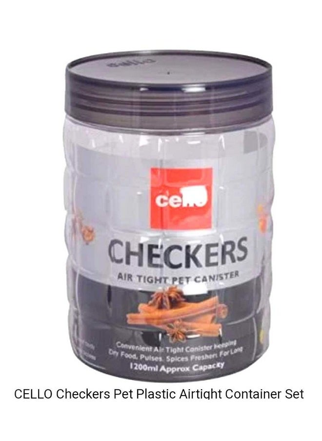 CELLO Checkers Pet Plastic Airtight Canister Set|Food Grade&Bpa Free Canisters|Durable&Shatterproof Body|Air Tight Seal&Stackable|Free From Any Kind Of Odor|Transparent|650Ml,Set Of 6