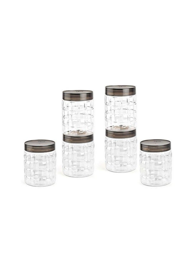 CELLO Checkers Pet Plastic Airtight Canister Set|Food Grade&Bpa Free Canisters|Durable&Shatterproof Body|Air Tight Seal&Stackable|Free From Any Kind Of Odor|Transparent|650Ml,Set Of 6