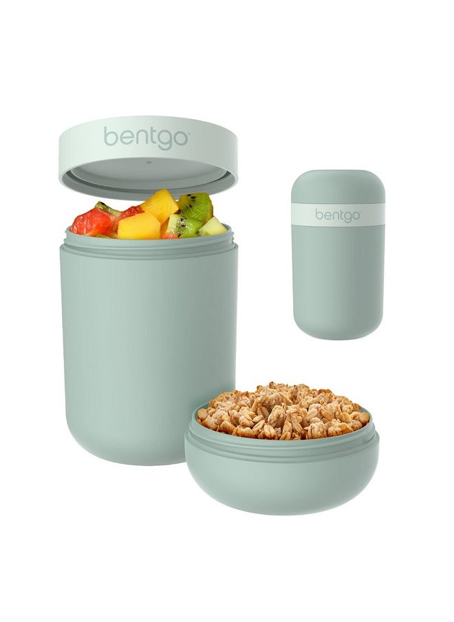 Bentgo Snack Cup - Reusable Snack Container with Leak-Proof Design, Toppings Compartment, and Dual-Sealing Lid, Portable & Lightweight for Work, Travel, Gym - Dishwasher Safe (Mint Green)