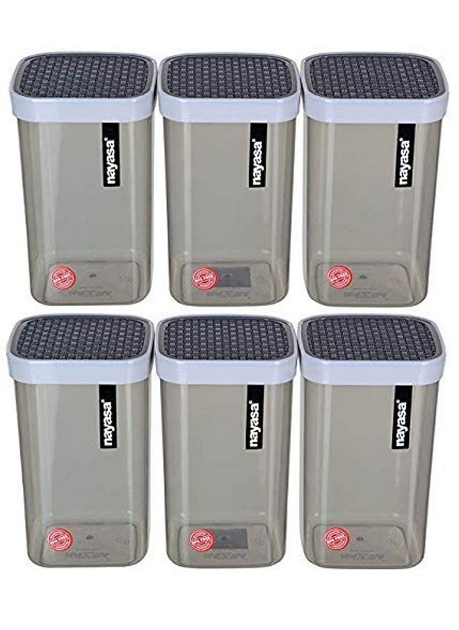 Nayasa Plastic Fusion Container- 1500ml, 6 pieces, Grey