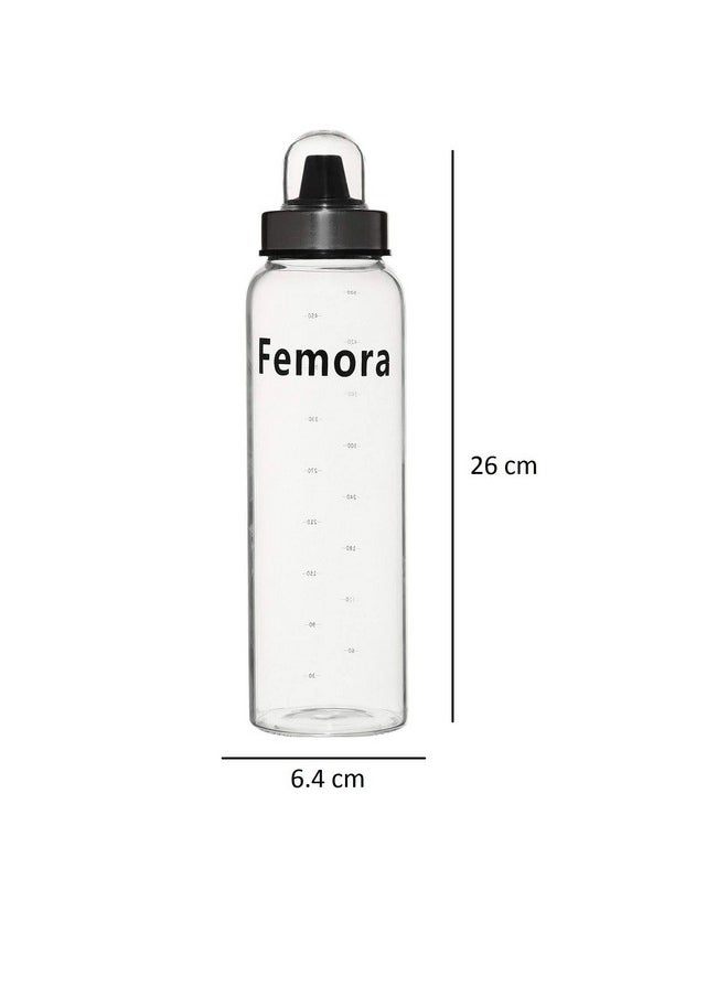 Femora Borosilicate Glass Spice Jar for Kitchen Storage and Organizer, 500Ml, Clear, Free Replacement of Lids