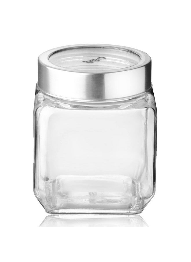 Treo By Milton Cube Storage Glass Jar, 1200 ml, 1 Piece, Transparent | BPA Free | Storage Jar | Kitchen Organizer Modular | Multipurpose Jar