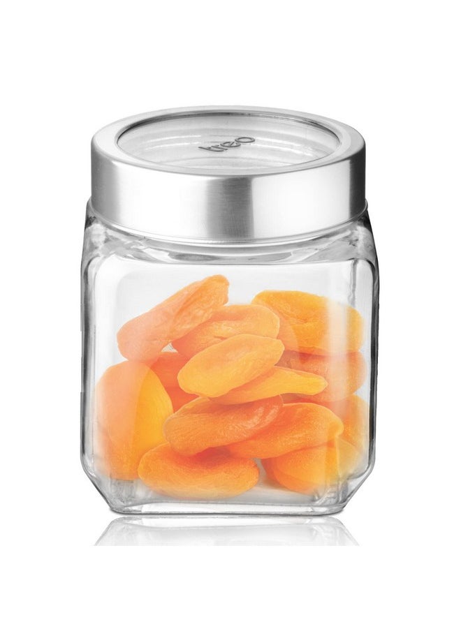 Treo By Milton Cube Storage Glass Jar, 1200 ml, 1 Piece, Transparent | BPA Free | Storage Jar | Kitchen Organizer Modular | Multipurpose Jar