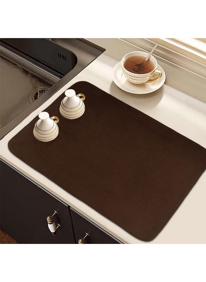 Kuber Industries Dish Dry Mat | Microfiber Drying Mat | Kitchen Drying Mat | Reversible Mat | Kitchen Absorbent Mat | Dish Dry Mat for Kitchen | 50x70 | Brown