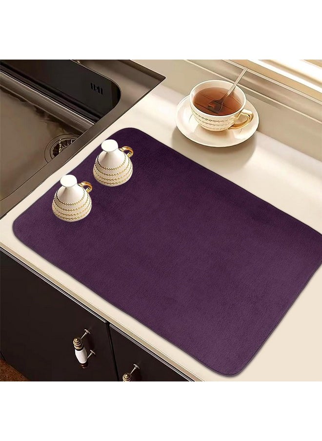 Kuber Industries Dish Dry Mat | Microfiber Drying Mat | Kitchen Drying Mat | Reversible Mat | Kitchen Absorbent Mat | Dish Dry Mat for Kitchen | 50x70 | Dark Purple