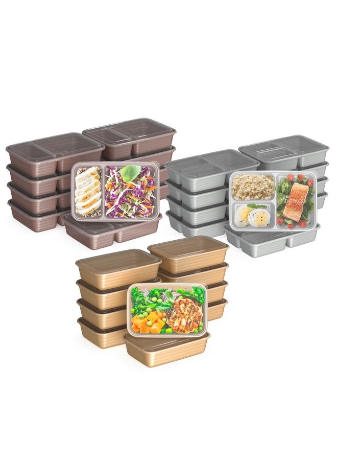 Bentgo Prep 60-Piece Meal Prep Kit - Reusable Food Containers 1-Compartment, 2-Compartment, & 3-Compartments for Healthy Eating - Microwave, Freezer, & Dishwasher Safe (Gleam Metallics)