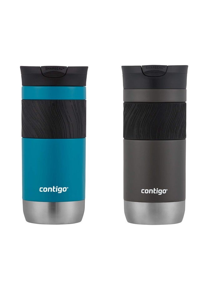 Contigo Byron 2.0 Stainless Steel Travel Mug with SNAPSEAL Lid, 16oz., 2 Pack, Sake/Juniper