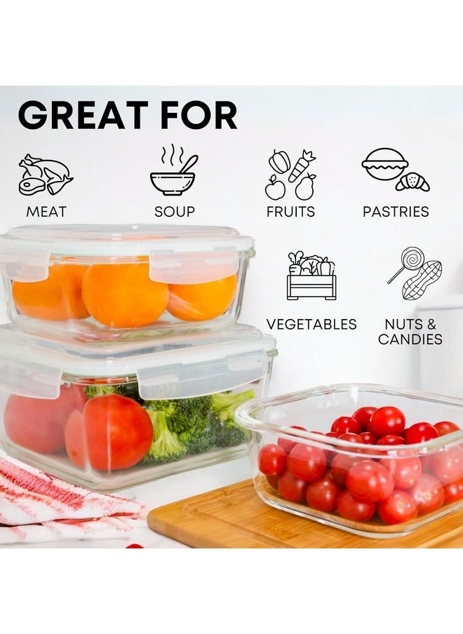 Femora Borosilicate Glass Microwave Safe Food Square Storage Container with Air Vent Lid, 1150 ML, 1 Pc