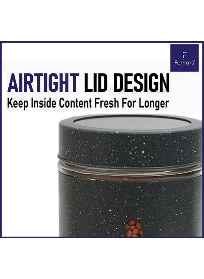 Femora Kitchen Storage Jars Carbon Steel Body With See Through Window Jar, 700ML, Pack of 6 Jars