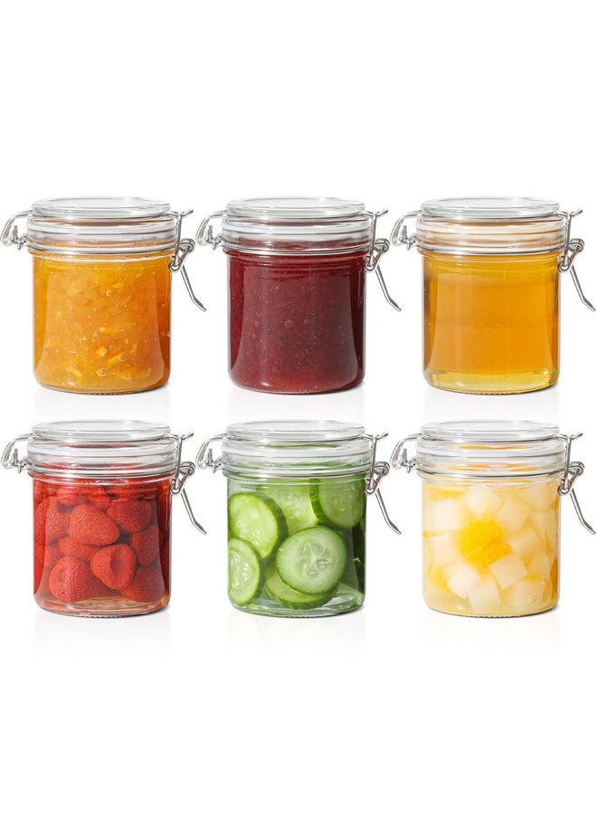ComSaf 8oz Small Airtight Glass Jars Set of 6 with Lid Food Storage Jar Round, Mini Storage Container with Clear Preserving Seal Wire Clip Fastening for Kitchen Canning, Jam, Spice, Honey, Mason Jars