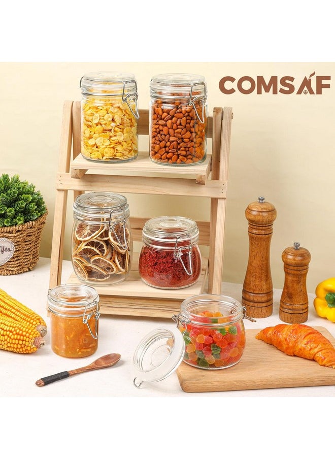 ComSaf 8oz Small Airtight Glass Jars Set of 6 with Lid Food Storage Jar Round, Mini Storage Container with Clear Preserving Seal Wire Clip Fastening for Kitchen Canning, Jam, Spice, Honey, Mason Jars