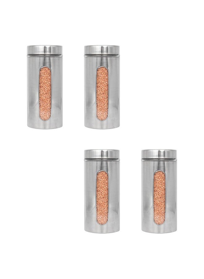 Femora Glass Window Jars for Kitchen Storage Kitchen Storage Jars with Glass Window, 1000 ML, Set of 4, Free Replacement of Lids