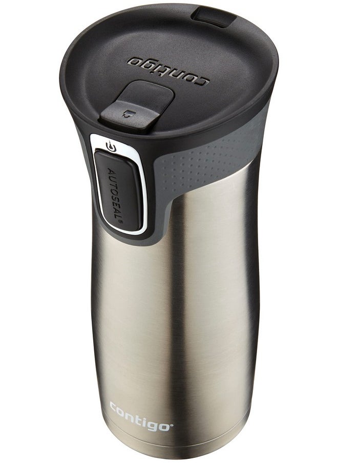 Contigo West Loop Stainless Steel Travel Mug with AUTOSEAL Lid, 16oz., Stainless Steel/Black