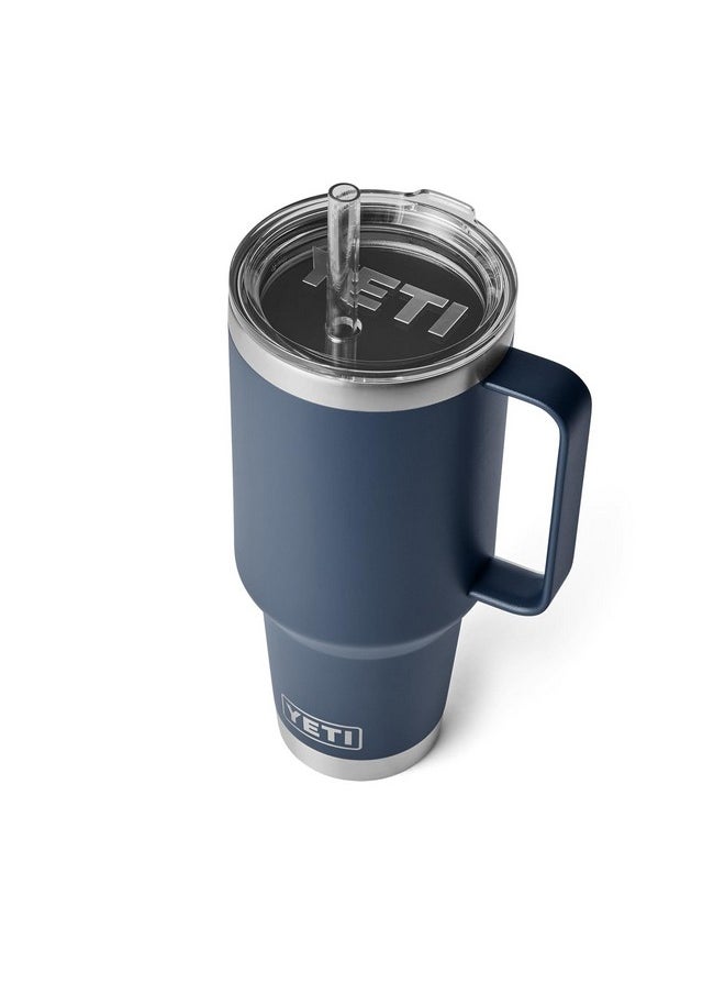 YETI Rambler 42 oz Tumbler with Handle and Straw Lid, Travel Mug Water Tumbler, Vacuum Insulated Cup with Handle, Stainless Steel, Navy