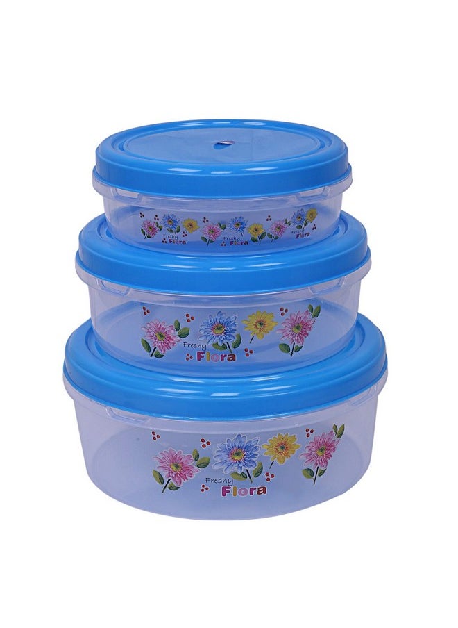 Kuber Industries Airtight Plastic Food Storage Containers|Plastic Container for Kitchen|Pack of 3 (Blue)