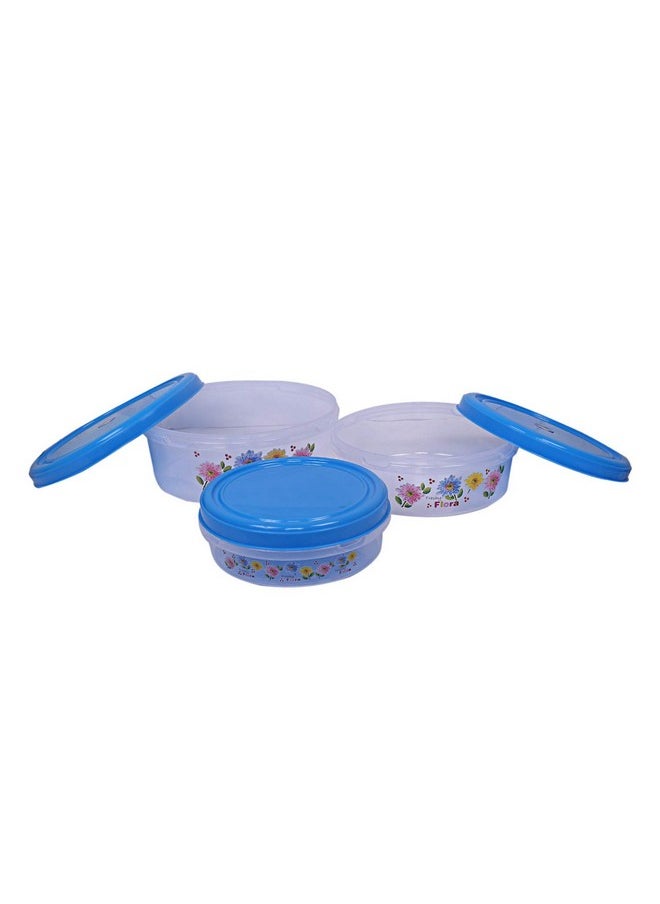 Kuber Industries Airtight Plastic Food Storage Containers|Plastic Container for Kitchen|Pack of 3 (Blue)