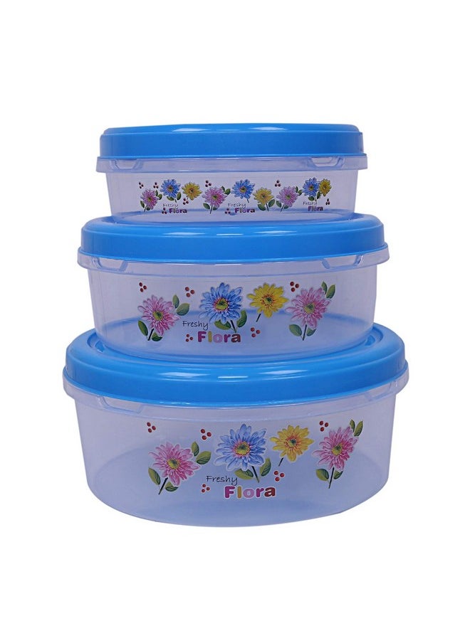 Kuber Industries Airtight Plastic Food Storage Containers|Plastic Container for Kitchen|Pack of 3 (Blue)