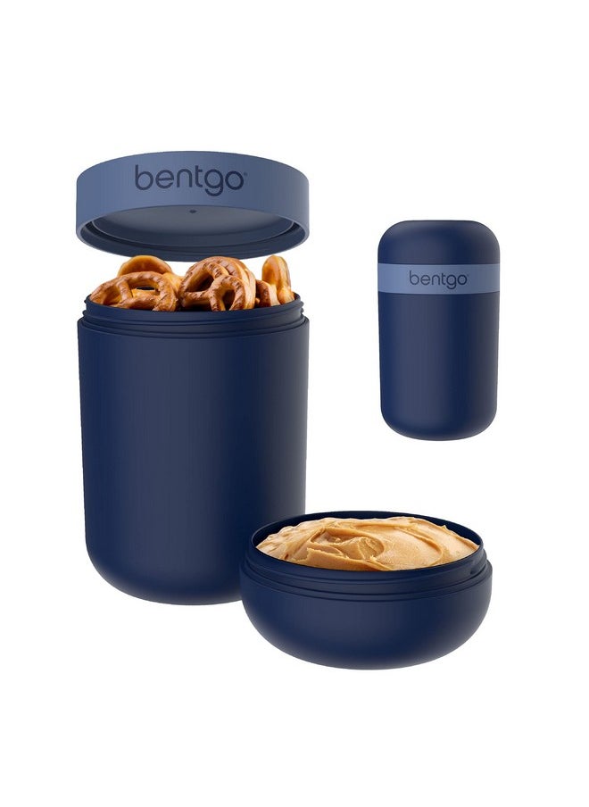 Bentgo Snack Cup - Reusable Snack Container with Leak-Proof Design, Toppings Compartment, and Dual-Sealing Lid, Portable & Lightweight for Work, Travel, Gym - Dishwasher Safe (Navy)