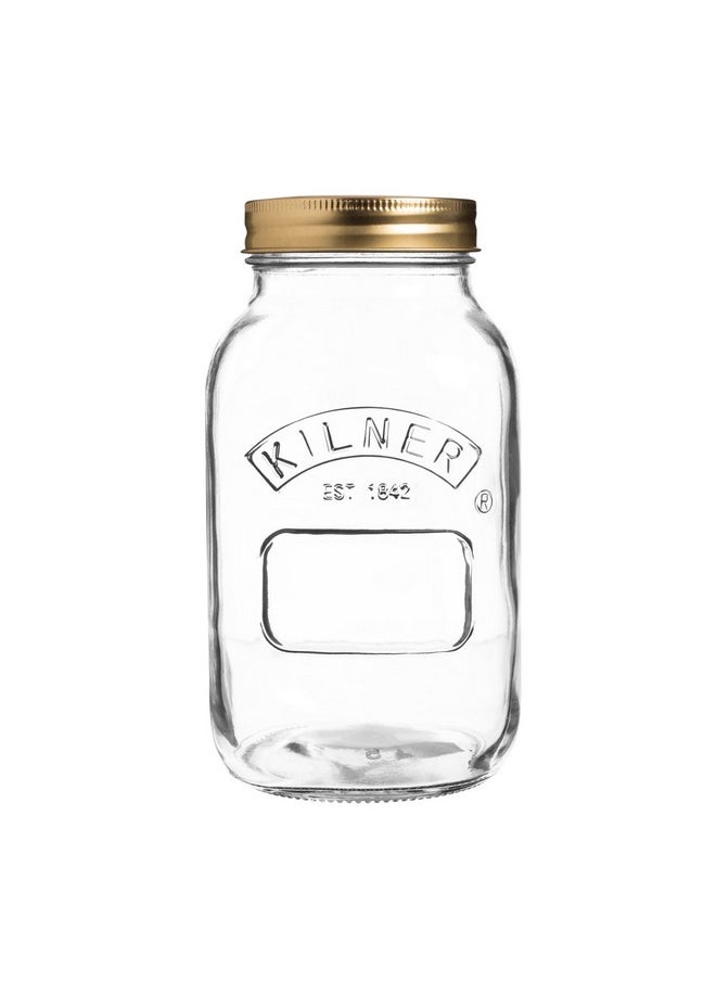 Kilner Borosilicate Preservative Jar 1 Litre, Preserving Jars with Screw Lids for Storing and Preserving Healthy, Home Grown Foods, 100% Leak-Proof, Dishwasher Safe.