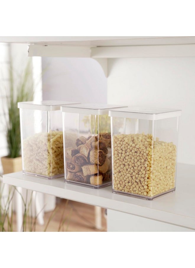 Nayasa Nicola Container-1600ML, Modern Glass-Look Plastic Storage with Stylish and Compact Design, Set Of 3, Transparent