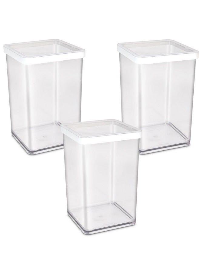 Nayasa Nicola Container-1600ML, Modern Glass-Look Plastic Storage with Stylish and Compact Design, Set Of 3, Transparent