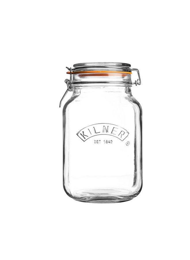 Kilner Premium Clip Top Airtight Glass Food Storage Container Jar for thinKitchen | Grains | Dry Fruit | Multi Purpose, with Lid, 1.5 Litres