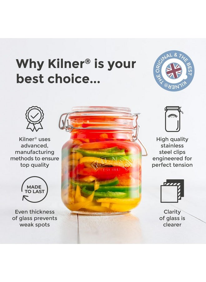 Kilner Premium Clip Top Airtight Glass Food Storage Container Jar for thinKitchen | Grains | Dry Fruit | Multi Purpose, with Lid, 1.5 Litres