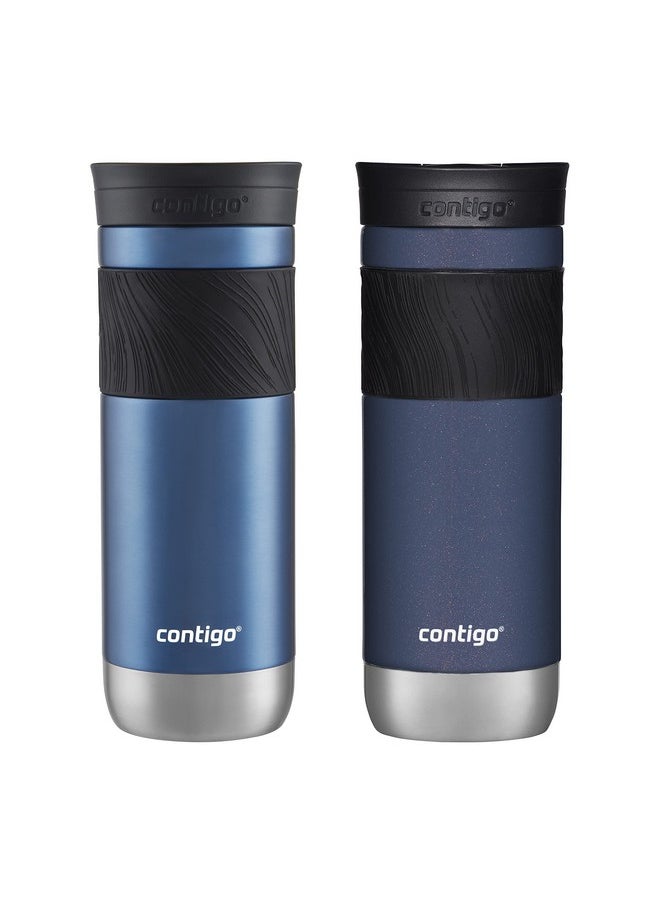 Contigo SNAPSEAL Insulated Stainless Steel Travel Mug with Grip, 20oz., Blue Corn Transparent Satin & Midnight Berry