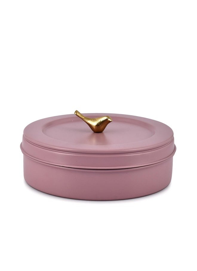 Elan Air-Tight Stainless Steel Colorful Storage Box for Roti/Papad/Chapati | Multipurpose Dabba with Lid | Roti Server | Casserole| Mauve (1500 ml)