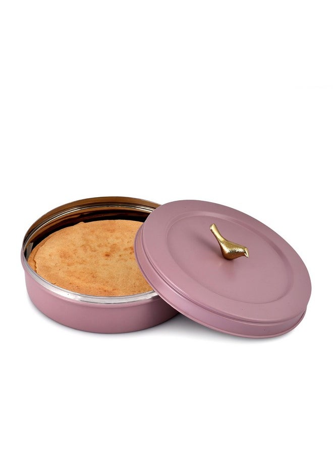 Elan Air-Tight Stainless Steel Colorful Storage Box for Roti/Papad/Chapati | Multipurpose Dabba with Lid | Roti Server | Casserole| Mauve (1500 ml)