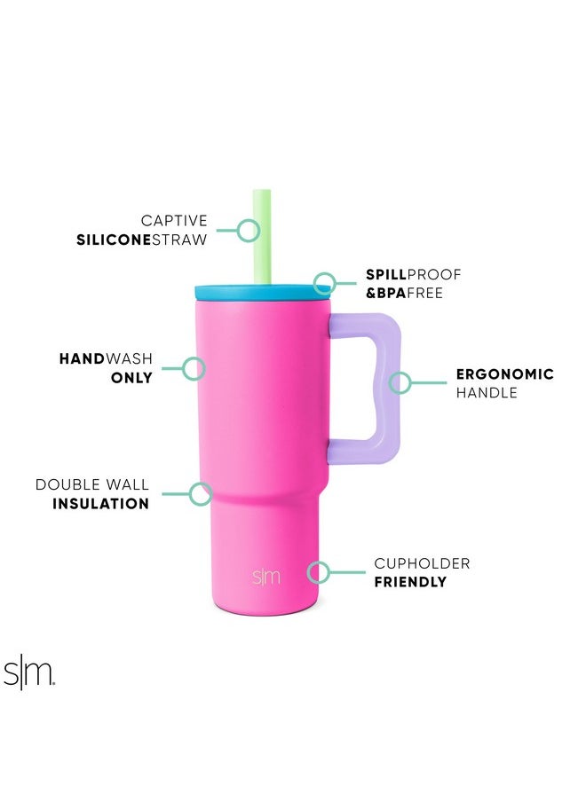 Simple Modern Kids 24 oz Tumbler with Handle and Silicone Straw Lid | Spill Proof and Leak Resistant | Reusable Stainless Steel Bottle | Gift for Kids Boys Girls | Trek Collection | 80s Mix