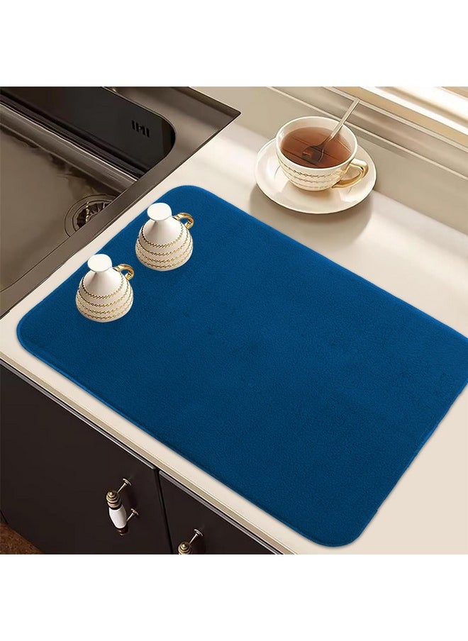 Kuber Industries Dish Dry Mat | Microfiber Drying Mat | Kitchen Drying Mat | Reversible Mat | Kitchen Absorbent Mat | Dish Dry Mat for Kitchen | 50x70 | Blue