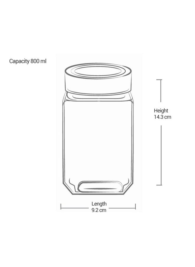 Treo by Milton Cube Storage Glass Jar, 800 ml, Transparent, BPA Free, Kitchen Storage Organizer, Modular, Multipurpose Spice Jars