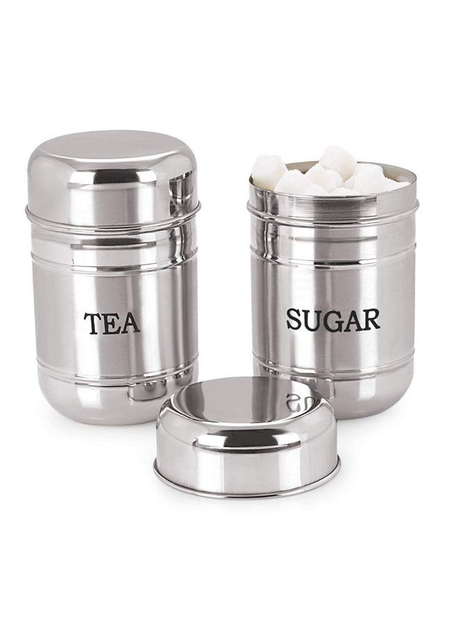 Kuber Industries 2 Pieces Stainless Steel Tea, Sugar Container Set, 500 Ml (Silver) -CTKTC038136, Standard